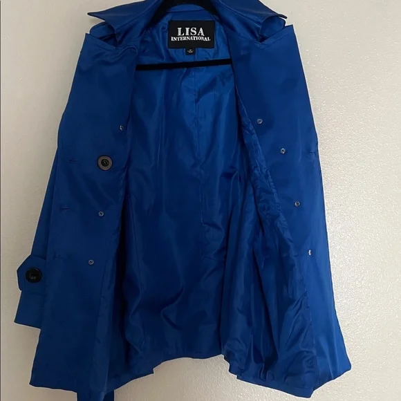 Lisa International Jacket Collared Double Breasted Pockets Belt Lined Size M - Picture 10 of 13